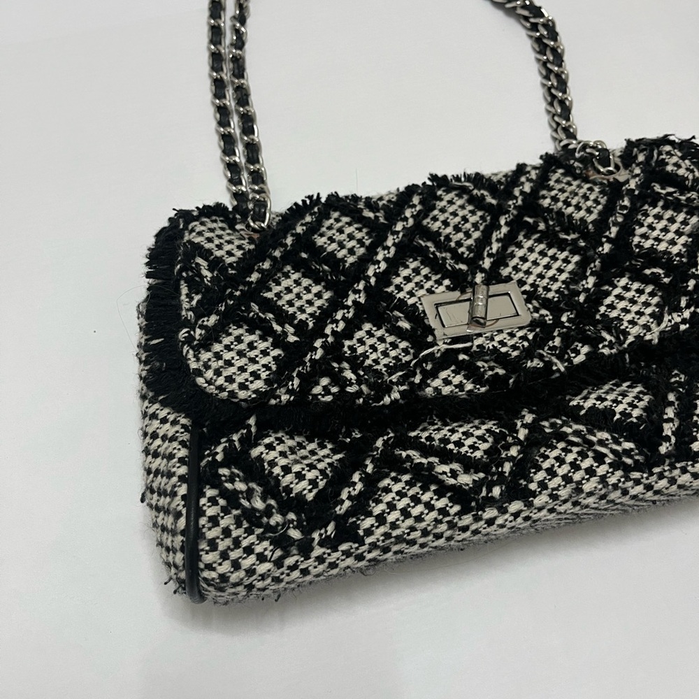 Y2K Black and White Tweed Handbag - Picture 2 of 9